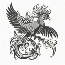 simple phoenix chines symbols for prosperity and rebirth tattoo design idea