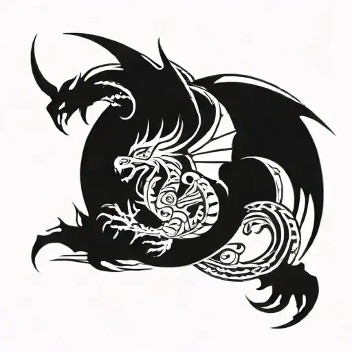 dragon with outstretched wings for hand tattoo design idea