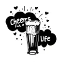 Shots glass cheers under with a fuck life cloud above the glass tattoo design idea