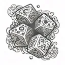 dés with rich and risk  tattoo design idea