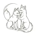 two foxes frolic tattoo design idea