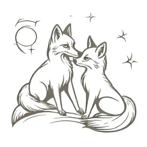 two foxes frolic tattoo design idea