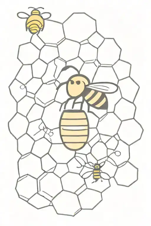 Bee hive honey tattoo design idea