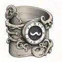 A minimalist tattoo of a ring with subtle symbols of ego, morals, and stoicism hidden within the design tattoo design idea