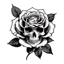 skull inside a rose , gothic tattoo tattoo design idea
