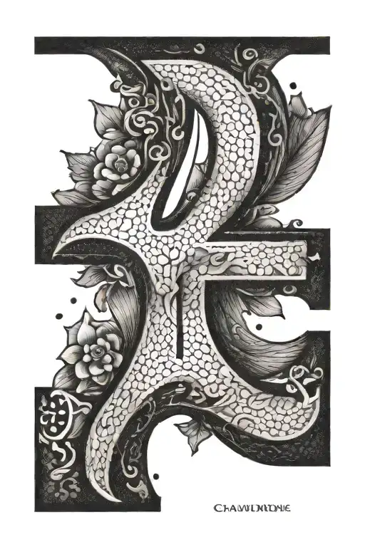number 4 mixed with letters G F M V incorporated tattoo design idea