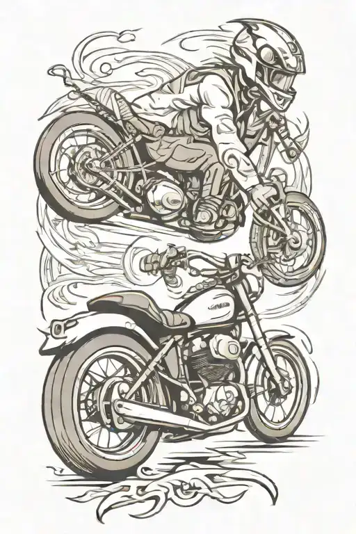 street bike  racing car speeding along long live dad tattoo design idea