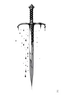 blood dripping and usa flag and sharp long blade tattoo design idea