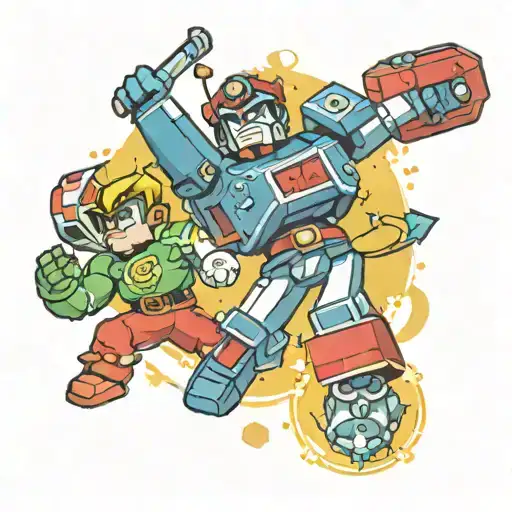 voltron defender of the universe and Mario bros and   tattoo design idea