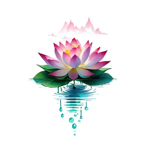 lotus flower, chef tools, pathway coming downwards fjord tattoo design idea
