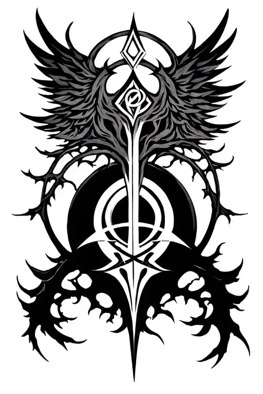 final fantasy 7 sephiroth cabala tree symbol tattoo design idea