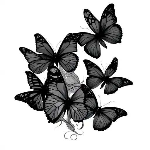 exactly 6 butterflies going up the side of a man's ribs and chest tattoo design idea