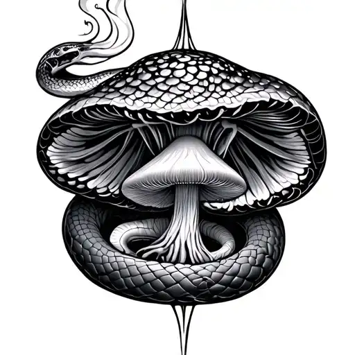 snake compass jellyfish mushrooms toad smoking tattoo design idea