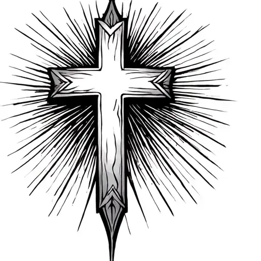 cross with sunbeams  tattoo design idea