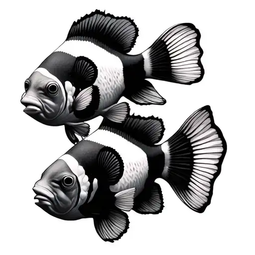 two clown fish in a bubble tip anemone  tattoo design idea