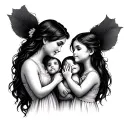 Mother And 2 Daughters tattoo design idea
