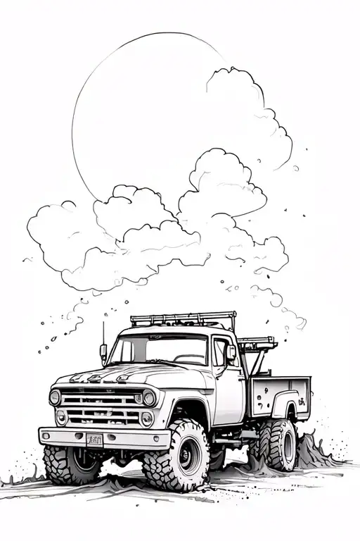 truck mudding tattoo design idea