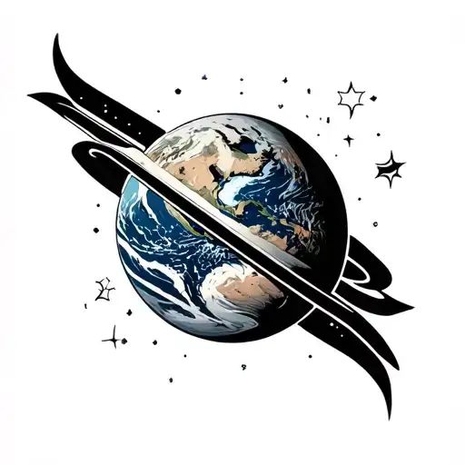Flat Earth tattoo design idea