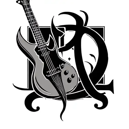 Chi Rho guitar intertwined tattoo design idea
