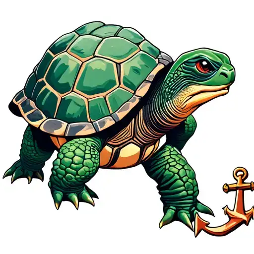 shellback turtle with a anchor tattoo design idea