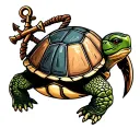 shellback turtle with a anchor tattoo design idea