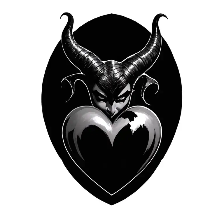 maleficent horns and heart tattoo design idea