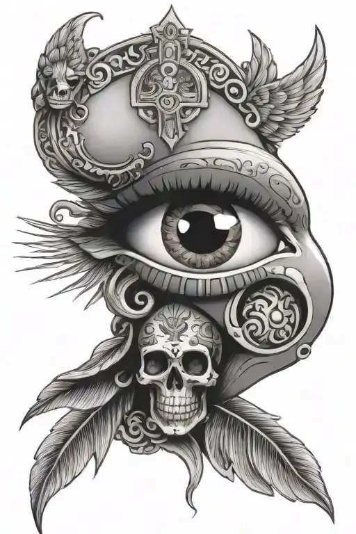 eye,mexican,skull,angel tattoo design idea