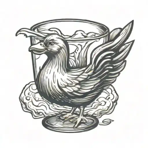 rubber duck chicken wing shot glass tattoo design idea