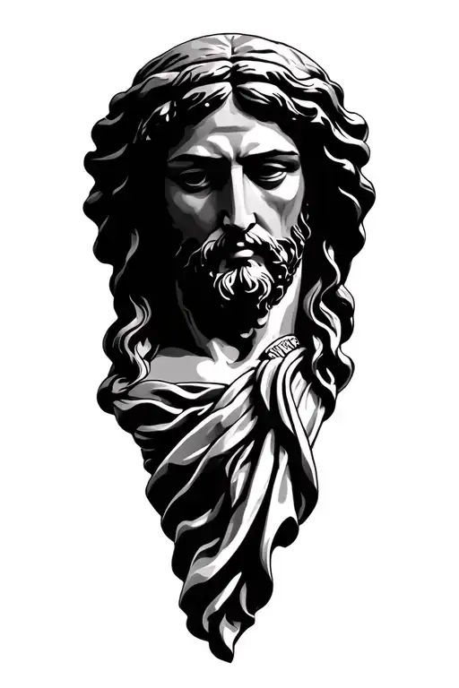 Jesus Christ piece statue tattoo design idea