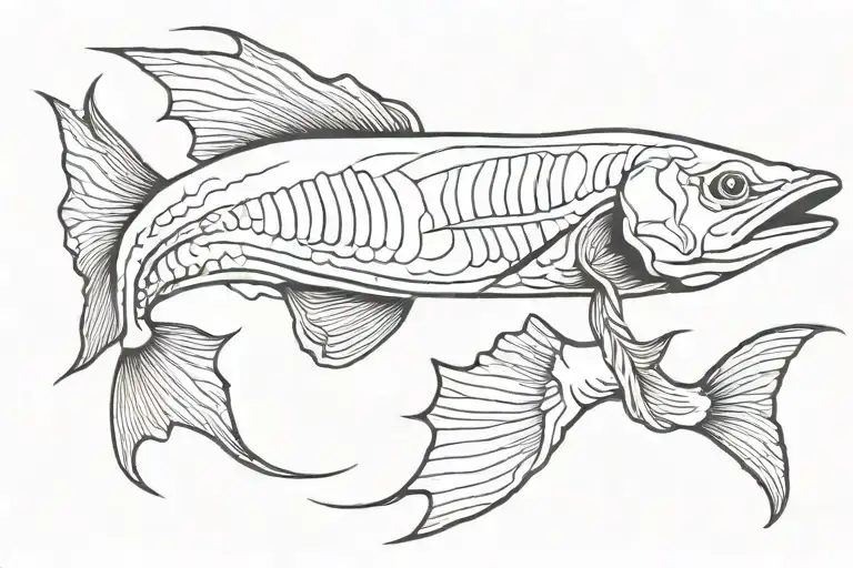bone fish hook tattoo design idea
