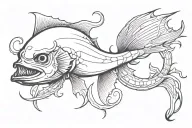 bone fish hook tattoo design idea