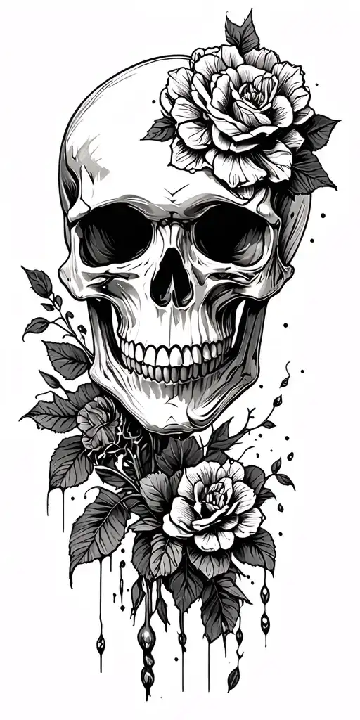 skull soft shading incorporating elements tattoo design idea