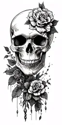 skull soft shading incorporating elements tattoo design idea