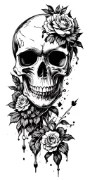 skull soft shading incorporating elements tattoo design idea