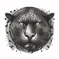 Panther cyberpunk with blood tattoo design idea