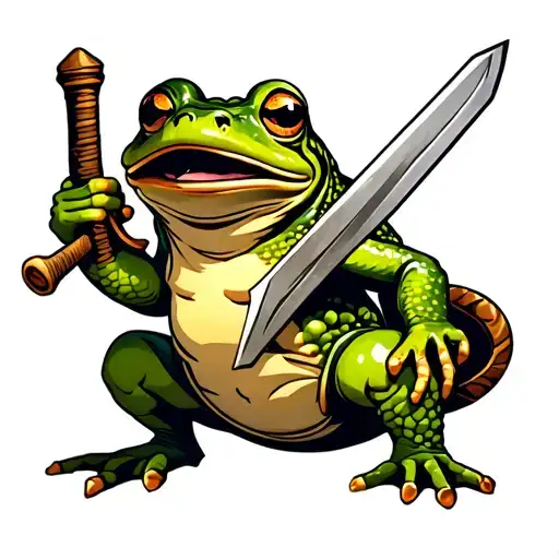 Frog holding Sword tattoo design idea