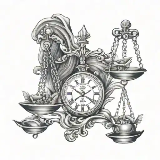 libra scales with pisces fish tattoo design idea
