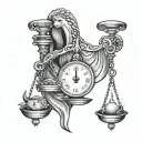 libra scales with pisces fish tattoo design idea