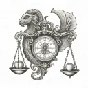 libra scales with pisces fish tattoo design idea