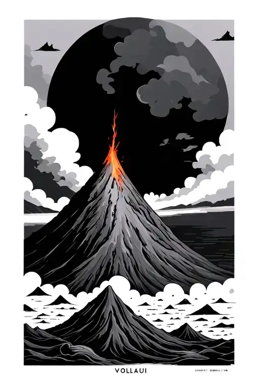 Volcano minimalist tattoo design idea