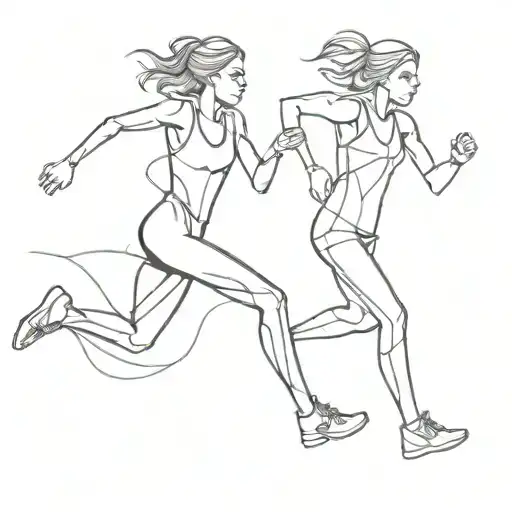 female sprinter in a bad romance genre inspired tattoo design idea
