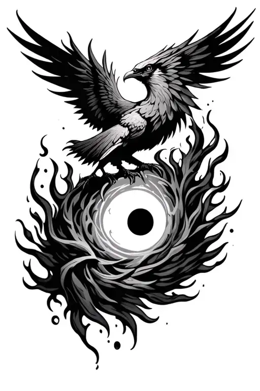 semicolon phoenix rising from the ashes symbolizing overcoming PTSD tattoo design idea