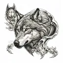wolf anger loneliness tattoo design idea