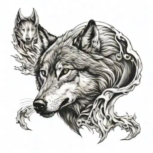 wolf anger loneliness tattoo design idea