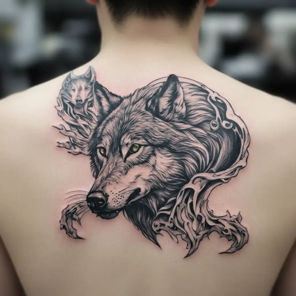 wolf anger loneliness tattoo design idea