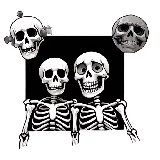 skeleton drama happy and sad faces tattoo design idea