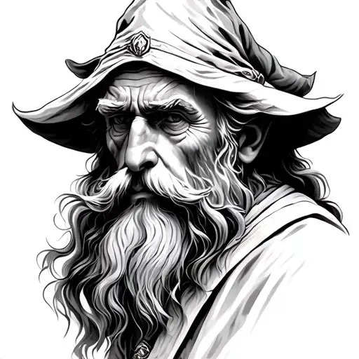 Gandalf but a hipster version tattoo design idea