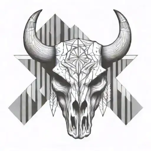 bull skull with 3 eyes tattoo design idea