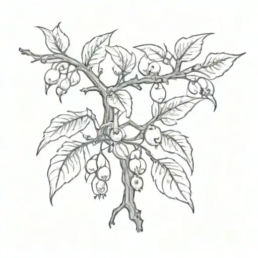 Blackthorn with leaves intertwined tattoo design idea