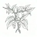 Blackthorn with leaves intertwined tattoo design idea